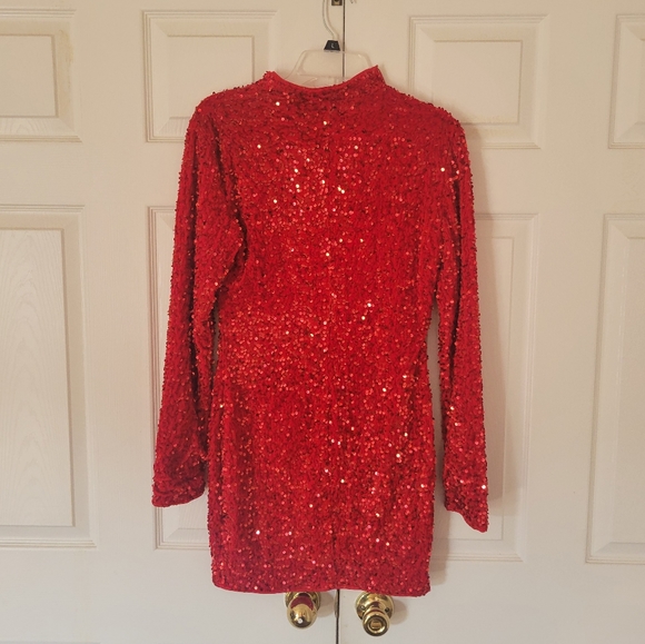 Fashion Nova Sequin Dream Mini Dress Red - Picture 9 of 10